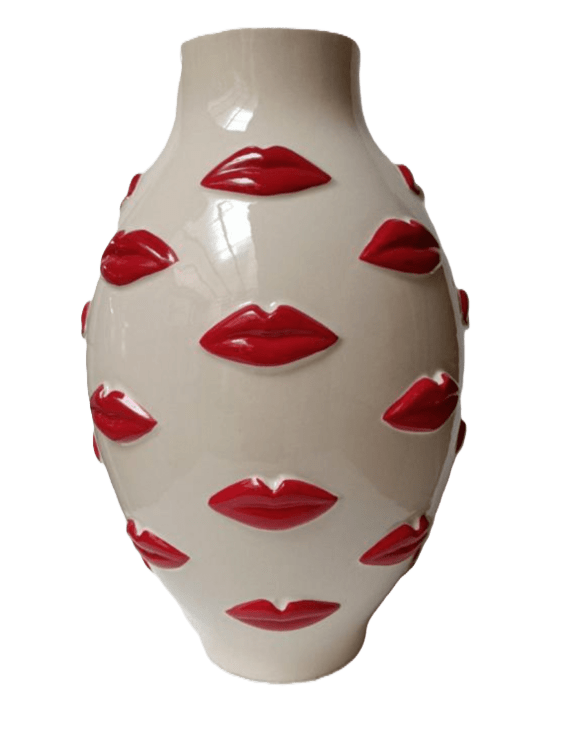 Large Multi Red Lips Vase